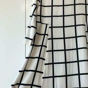 Aqua Bloomingdales MEDIUM grid pattern B&W dress
